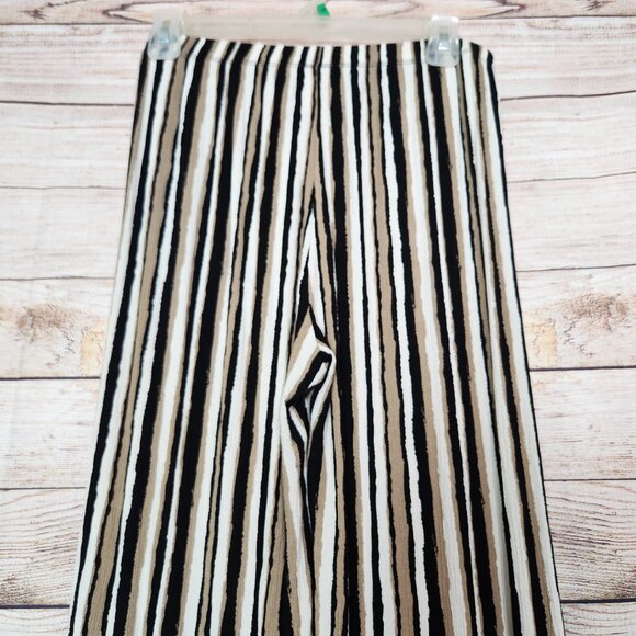 Maxine Nichols Brown Cream Wide Leg Flowy Pull On Tie Front Pants Size L (28x24) - Picture 7 of 13